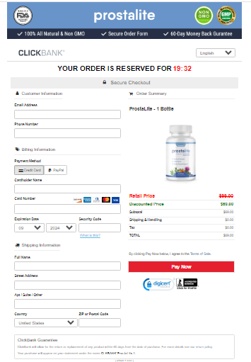 Prostalite Secured Checkout Form